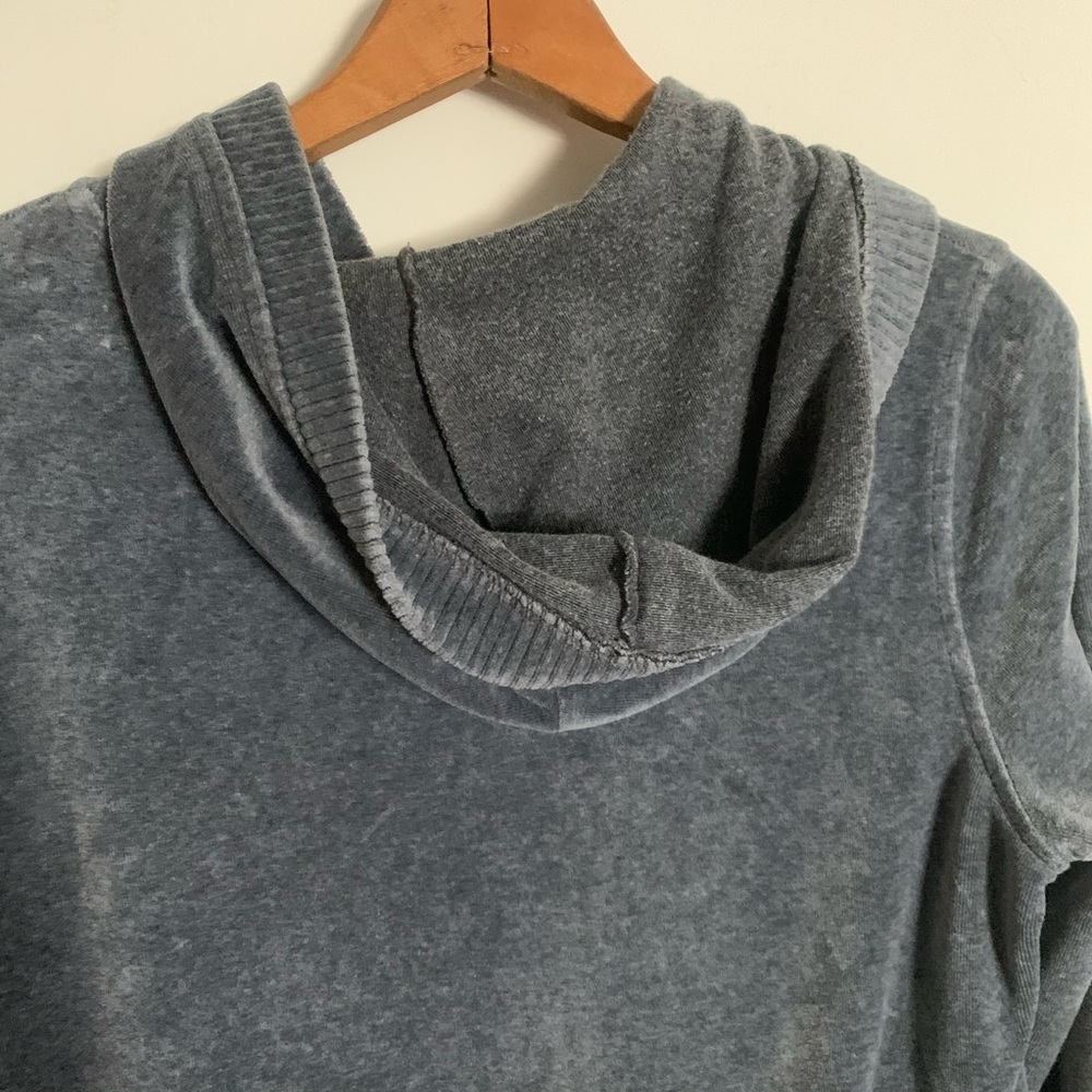 Lauren Ralph Lauren Velour Cotton Dark Gray Zip Up Hoodie Size Petite Small - Picture 7 of 8